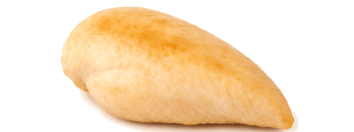 Chicken breast, baked, broiled, or roasted, skin not eaten, from raw