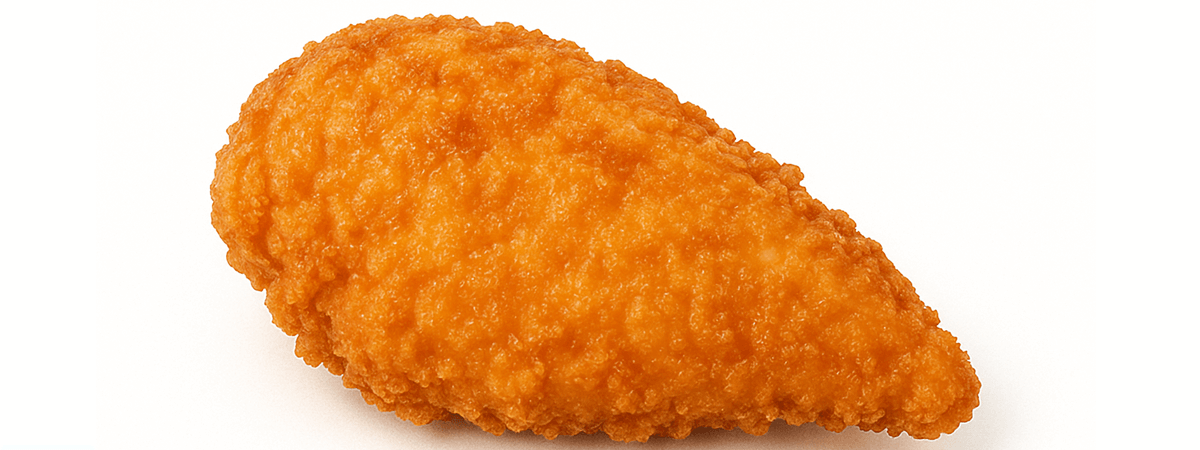 Chicken breast, fried, coated, skin / coating eaten, from raw